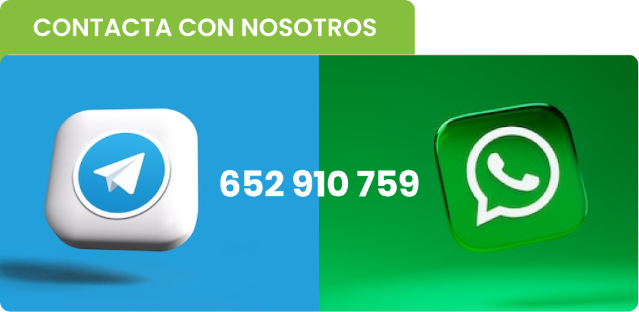 Contáctanos por teléfono, Whatsapp, Telegram...
